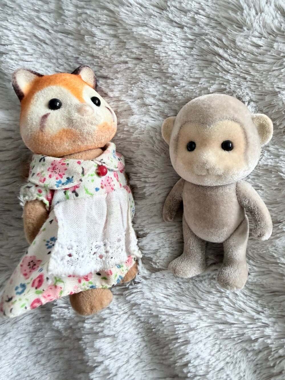 Sylvanian Families Red Panda and Monkey Flocked Figures